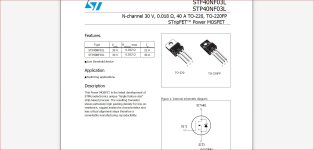 P40NF03L MOSFET  N-channel 30 V, 0.018 Ω, 40 A TO-220, TO-220FP.JPG